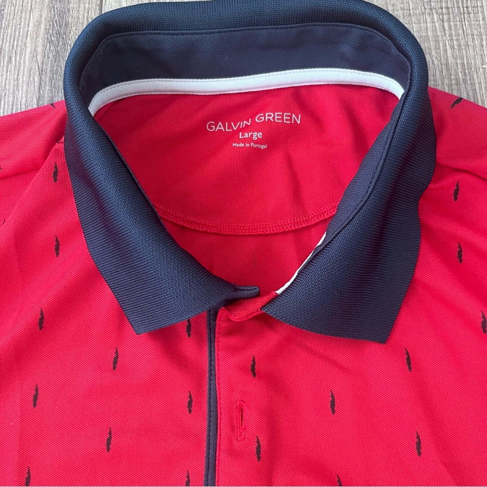 Galvin Green NWOT Ventil8 Plus Golf Polo Shirt Men’s L Red Navy Geometric Sports